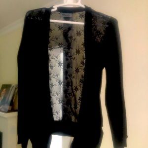 Beautiful black cardigan with interesting sheer details